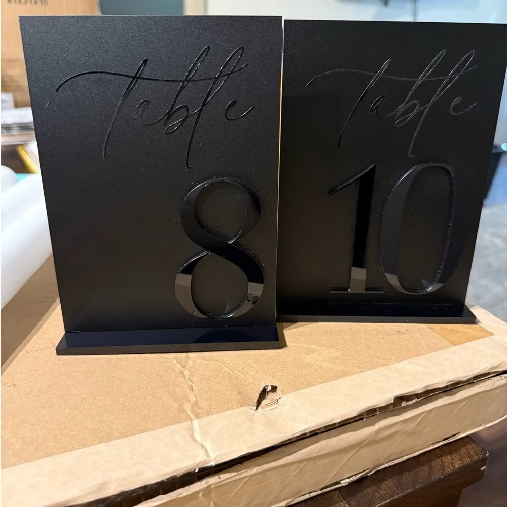 Black Table Number Signs - Elegant Party Table Numbers